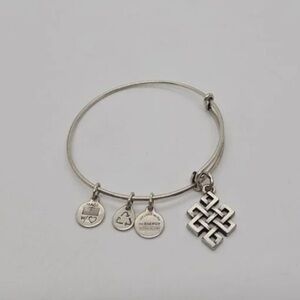 Alex And Ani Endless Knot Charm Antique Silver Finish Bangle Bracelet One Size